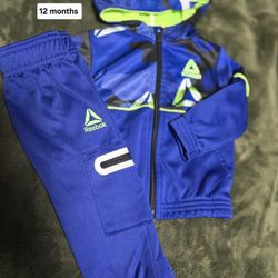 Reebok Baby Boy 2 Piece Printed Pullover Hoodie and Jogger Pants Outfit Set, Sizes 12M