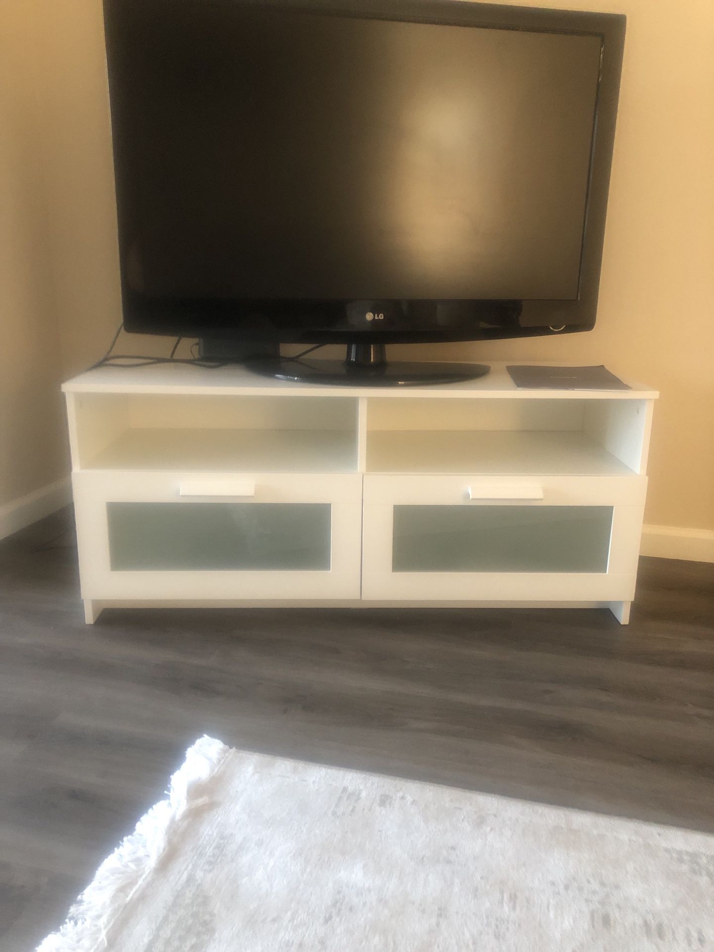 White IKEA Brimnes TV stand