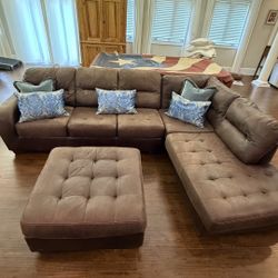 Two Piece Leather Sectional with Ottoman
