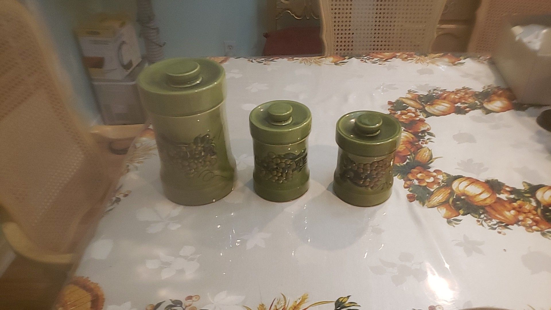 Ceramic kitchen canisters- flour, coffee, tea