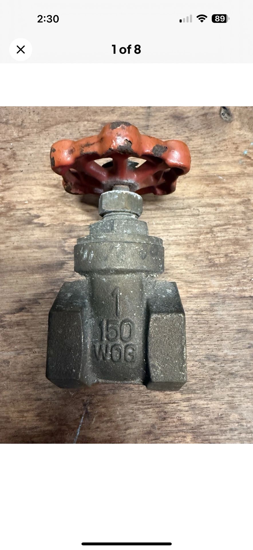 Brass Gate Valve 1" 150 PSI WOG. Unknown Brand. Used
