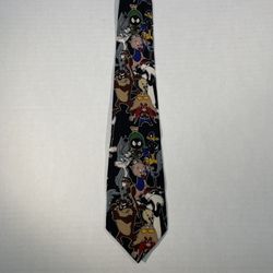 Looney Tunes Vintage Tie 1992 Warner Brothers Hand Made 100% Silk Taz Marvin Tweety