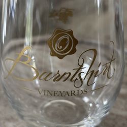 Burntshirt Vineyard Winery Stemless Wine Glass Gold Color Embossed -Hendersonville ,North Carolina 
