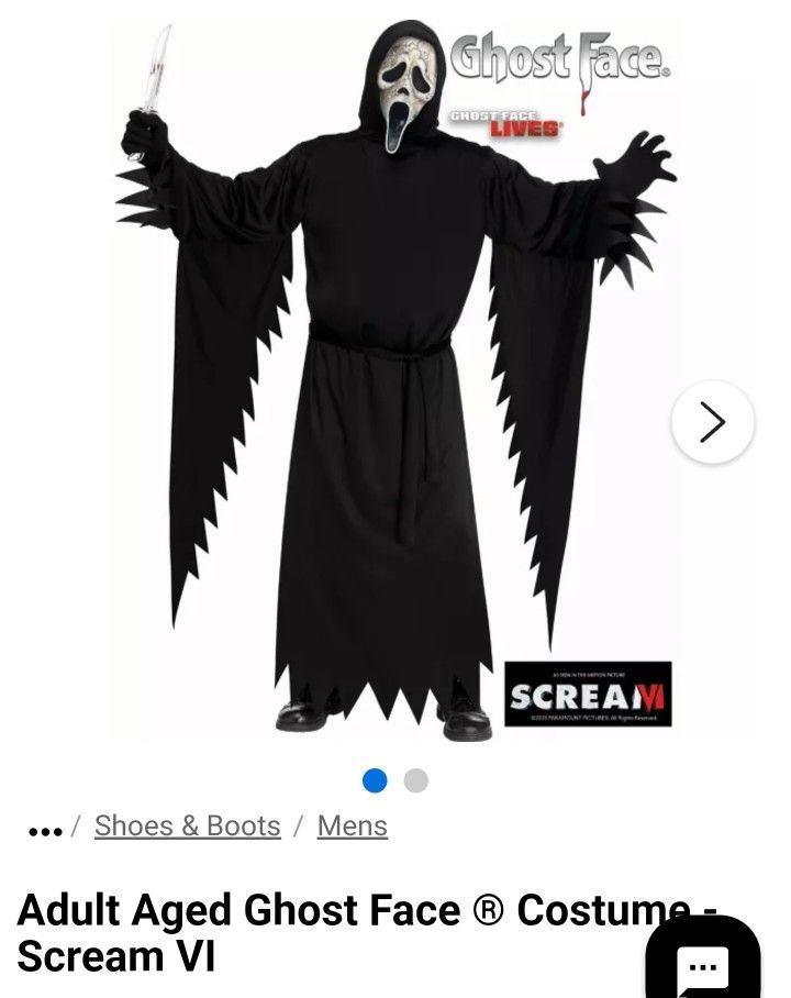 Adult Aged Ghost Face Costume