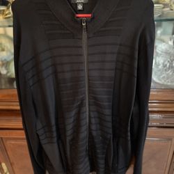 ALFANI Men's Full Zip Striped Sweater Jacket with Pockets XXL