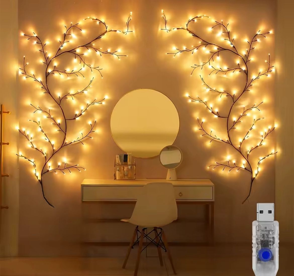 2 Pcs Of / Bendable Willow Vine Lights, 8Moeds Rattan Tree Decorative Light, Night Light, For Wall Bedroom Indoor Outdoor