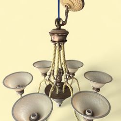 Neoclassical Revival Style Fixture With Decorative Rope-Textured Arms.