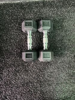 New- 15lb Hex Head Dumbbells-SOLID WELDED STEEL DUMBBELLS, RUBBER COATED,