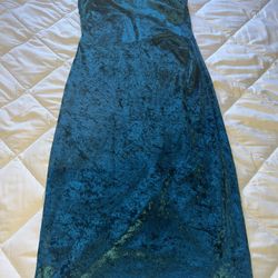 Halloween Teal Velvet Medium Bettie Page Women Dress