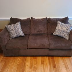 Lightly Used Queen Size Sofa Bed Memory Foam Mattress Accent Pillows