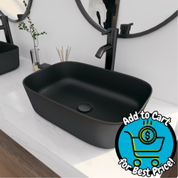 Eridanus Salerno Vitreous China 18.25-in Vessel Rectangular Modern Matte Black Bathroom Sink