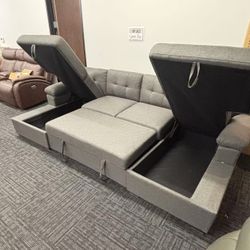 BRAND NEW SECTIONAL U SHAPE COUCH WITH STORAGE SLEEPER