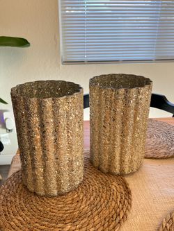 Gold textured glass vases/centerpieces - set of 2