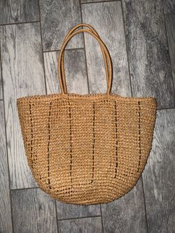 Hearth & Hand with Magnolia Woven Straw Tote Bag Woven Straw Tote Bag