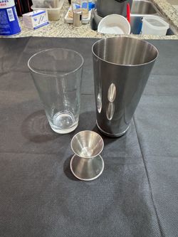 Stainless Steel Cocktail Shaker Set w/ Mixing Glass & Jigger