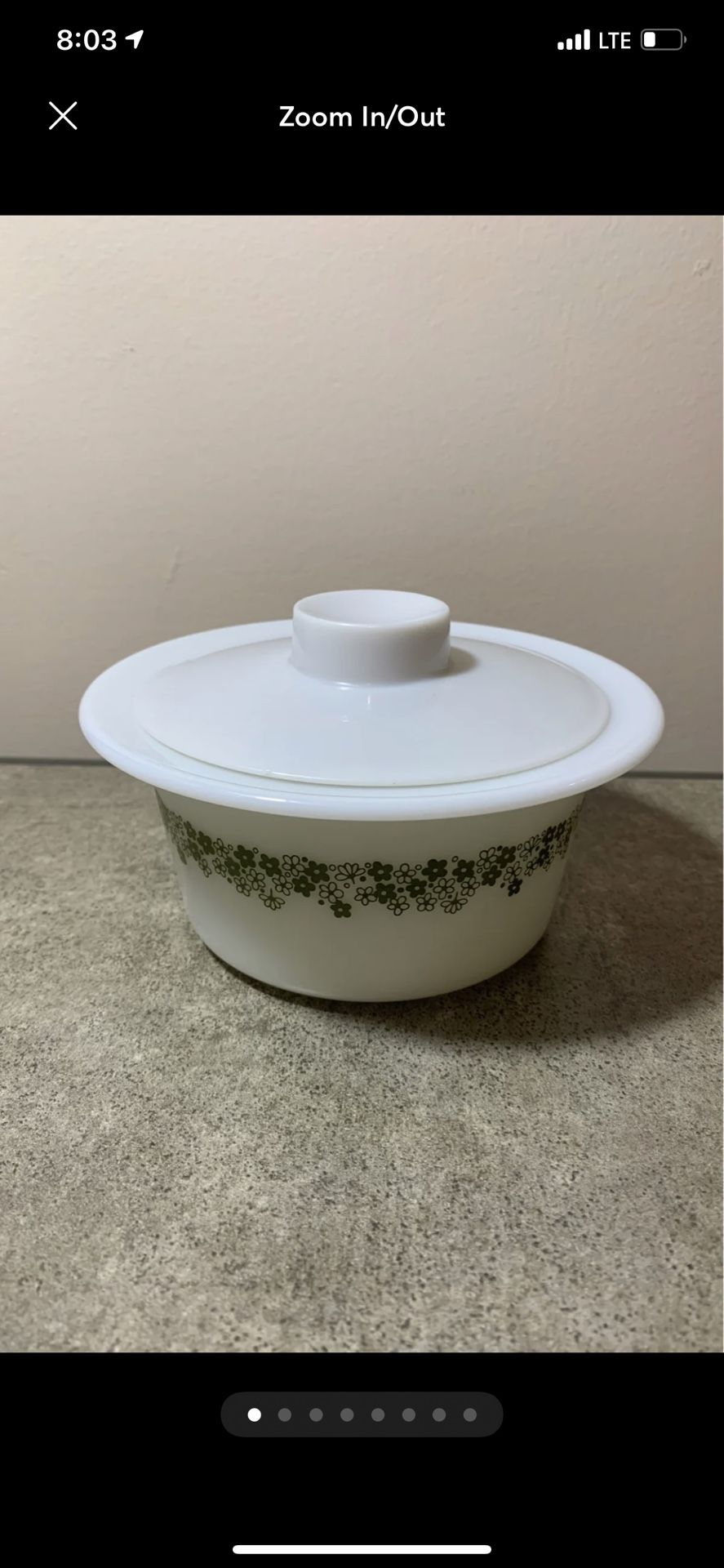 Vintage Pyrex #75 Spring Blossom Crazy Daisy Green Butter Tub with Lid