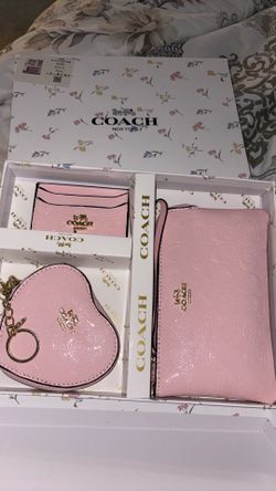 Pink Coach wristlet wallet set