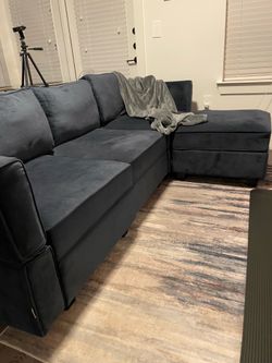 Belffin Blue Velvet Modular Sofa Couch
