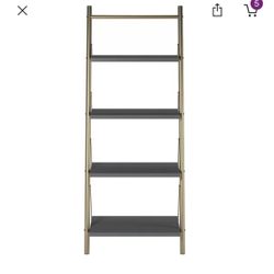 Grey/Gold - Metal Ladder Bookcase