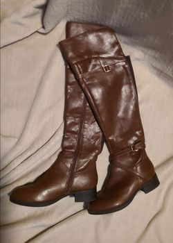 Brown leather boots