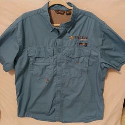 Eddie Bauer Fishing Shirt XL Blue Breathable Short Sleeve Mesh Lining 