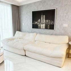 Teddy Cloud sleeper Sofa 108 Inch Deep, Comfortable and Cozy Oversized , Modular Sectional , couch , Color white