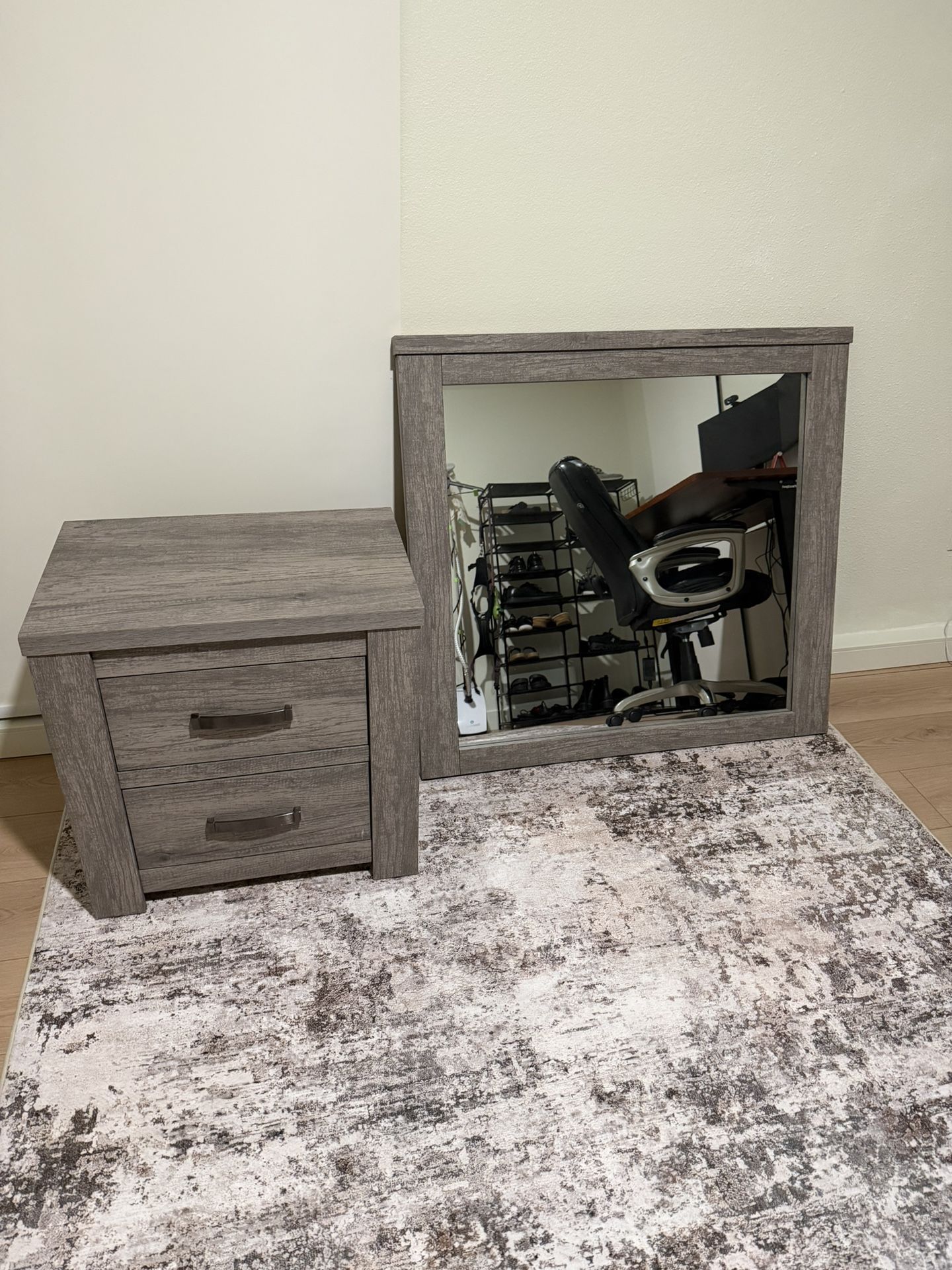 2-Drawer Nightstand & Matching Mirror