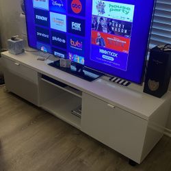 White Ikea Byas Tv Stand Entertainment Center