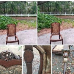 Antique Chair Without Seat With Two Wheels On The Front 