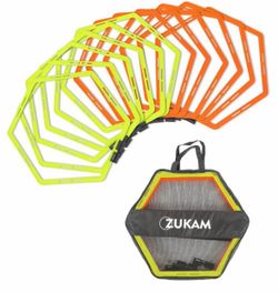 Zukam Hexagonal Agility Rings Set with Carry Bag