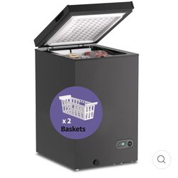 Northair Chest Freezer - 3.5 Cu Ft with 2 Removable Baskets - Reach In Freezer Chest - Quiet Compact Freezer - 7 Temperature Settings