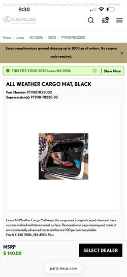 All weather floor mats for Lexus NX and RX