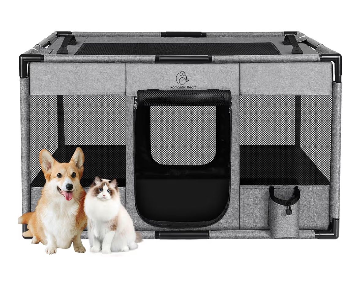 Dog Playpen,Fabric Fence, Portable Soft Cat Kennel Crate,Breathable Exercise Puppy Pen,
