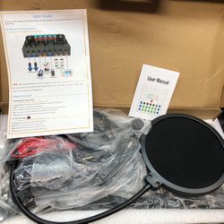 Podcast Equipment Bundle, Recording Studio Package with Podcast Microphone and Voice Changer, Live Sound Card