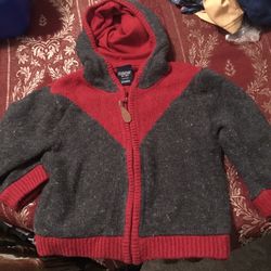 Boys Osh kosh Hoodie Zip Up Sweater Sz 24 Mo