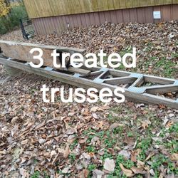 3 Treated 2x4x16 Trusses, Two 16ft.10 And One 14ft,  Must Take All
