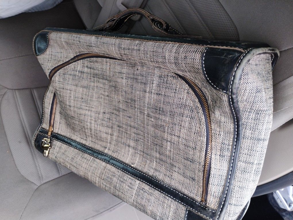 Vintage Tweed & Leather Garment Travel Luggage