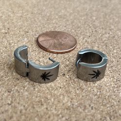 Silver Hoops w/Pot Leaf