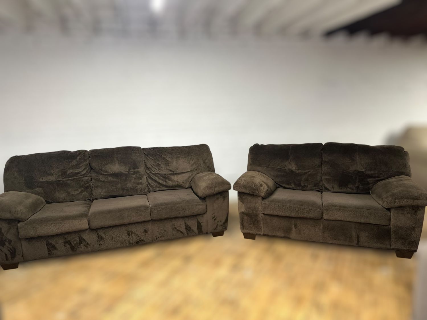 Free Delivery- Ashley brown sofa/couch + loveseat
