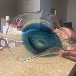 clear & Blue Glass Bowl 