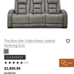 Save $1700 Real Leather Triple Power Sofa With Wireless Charger And More 