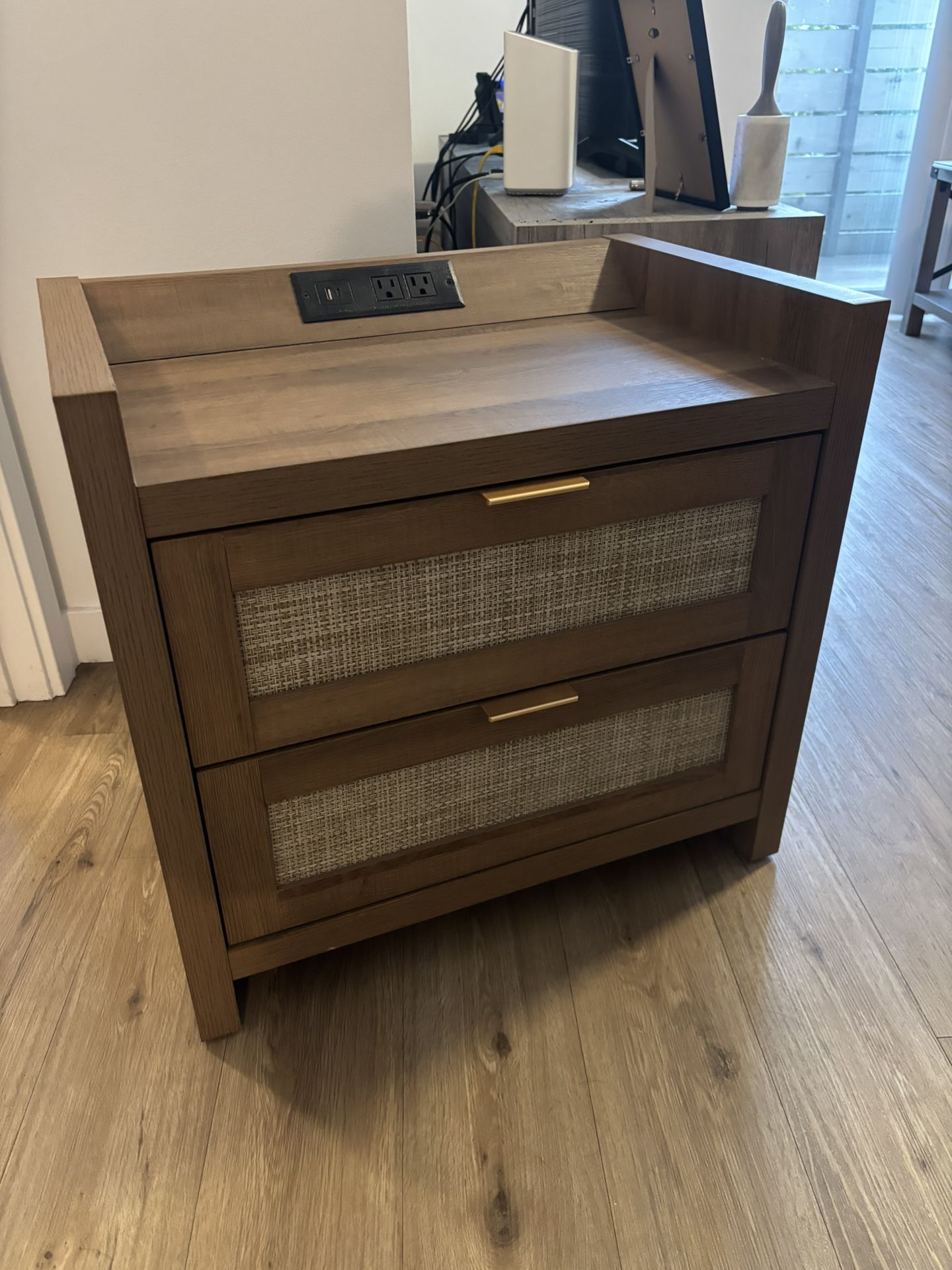 small dresser/nightstand with charging outlet