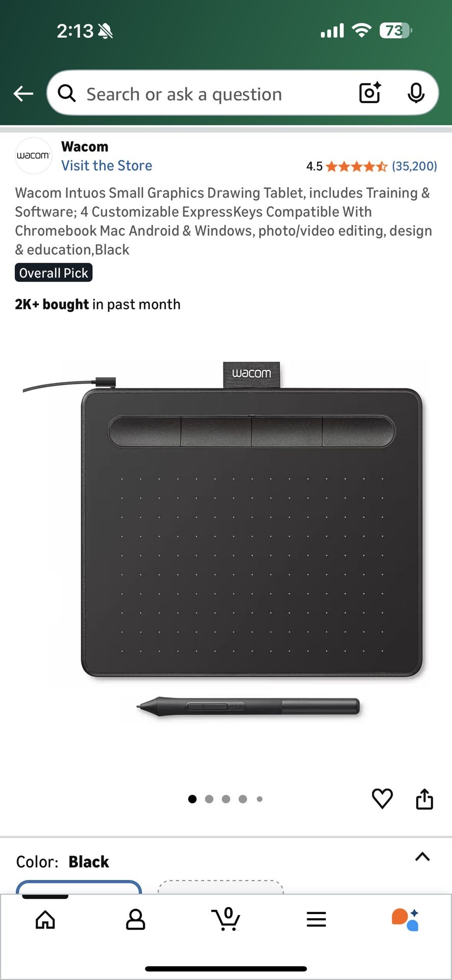 Wacom Intuos Small Graphics Drawing Tablet