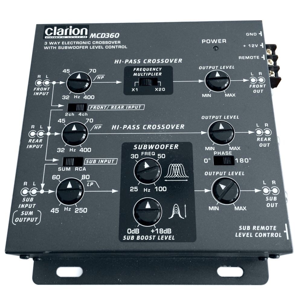 CLARION 3WAY 6 CHANNEL INPUT ELECTRONICS CROSSOVER WITH 5 VOLTS RCA