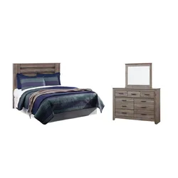 Zelen Queen/Full Panel Headboard Bed with Mirrored Dresser Mega Clearance Sale