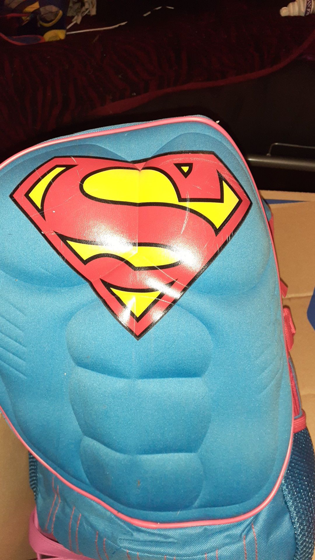 Superman backpack with sleeping bag