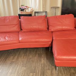 Red Leather Modern Couches.