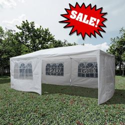 10x20 Party Tent, Outdoor Tents for Parties, White Wedding Tent, Event Tent, Large Canopy Tent with 6 Removable Sidewalls, Big Gazebo Tent for Backyar
