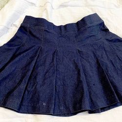Blue Pleated Mini Skirt