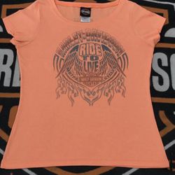 Harley Davidson T-shirt Large Women Elastic Fabric, Ride  To Live EL PASO, TEXAS